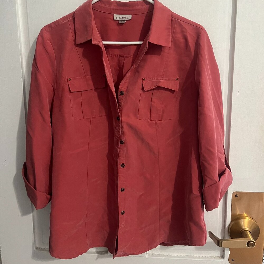 Pink Suede Button Down